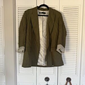 Zara Green Blazer with Rolled Cuffs